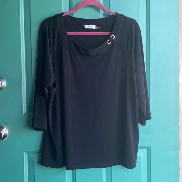 Calvin Klein size 0X black blouse top - Picture 1 of 12
